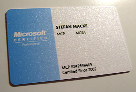 MCSA 2003 Welcome Kit Wallet Card